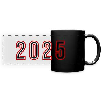 2025 Jahr Zahl - Panorama-Tasse farbig - Schwarz - Vorne