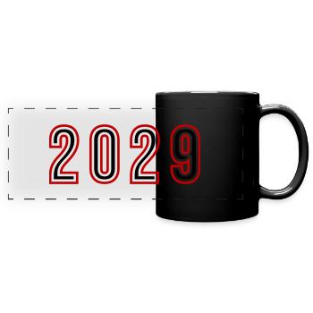 2029 Year Number - Full Colour Panoramic Mug - black - Front