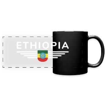 Äthiopien Design – Stolz und Kultur - Panorama-Tasse farbig - Schwarz - Vorne