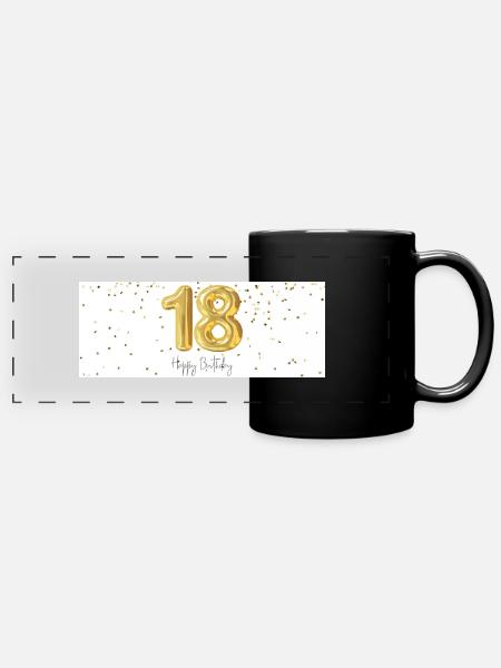 Tasse zum 18ten Geburtstag - Panorama-Tasse farbig - Schwarz