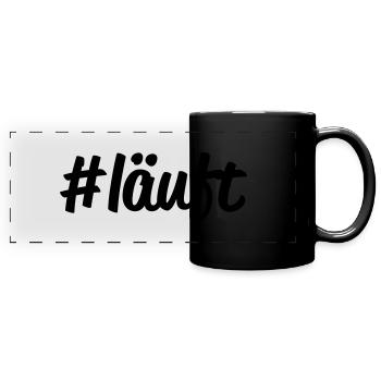 #läuft - Panorama-Tasse farbig - Schwarz - Vorne