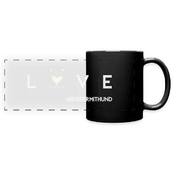 besser mit Hund - Panorama-Tasse farbig - Schwarz - Vorne