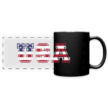 Les États-Unis aux couleurs du drapeau américain drapeau - Mug panoramique uni - noir - Devant