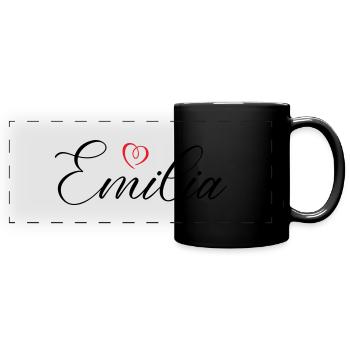 Emilia Nom Coeur - Mug panoramique uni - noir - Devant