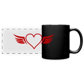 Heart Wings - Full Colour Panoramic Mug - black - Front