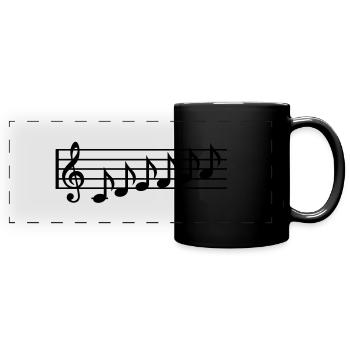 Noten - Panorama-Tasse farbig - Schwarz - Vorne