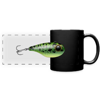 Köder für die Fischerei - Panorama-Tasse farbig - Schwarz - Vorne