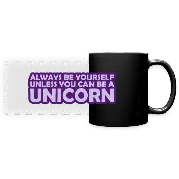 soyez vous-même licorne citation - Mug panoramique uni - noir - Devant
