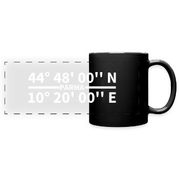 Parma Koordinaten - Panorama-Tasse farbig - Schwarz - Vorne