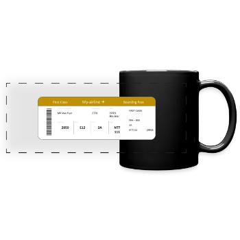 Boarding Pass First Class - Panorama-Tasse farbig - Schwarz - Vorne