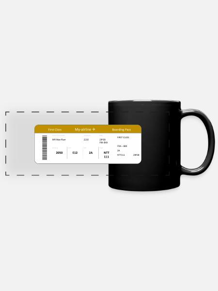Carte d’embarquement de première classe - Mug panoramique uni - noir