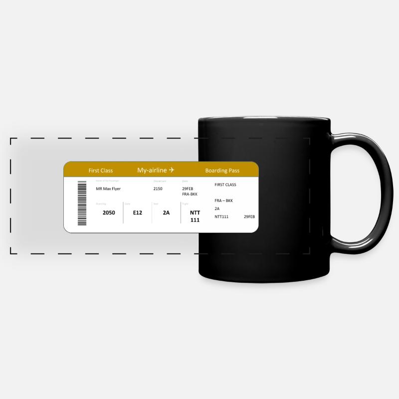 Boarding Pass First Class - Full Colour Panoramic Mug - black