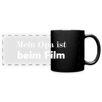 Mein Opa ist beim Film - Panorama-Tasse farbig - Schwarz - Vorne