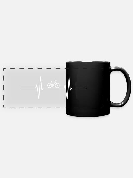 Heartbeat with bicycle - Full Colour Panoramic Mug - black