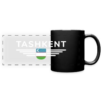 Taschkent T-Shirt – Usbekistans Herz - Panorama-Tasse farbig - Schwarz - Vorne
