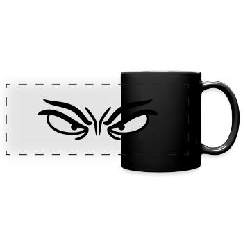 Böser Blick - Panorama-Tasse farbig - Schwarz - Vorne