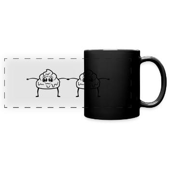 poop 2 friends team couple love shit figure mae - Full Colour Panoramic Mug - black - Front