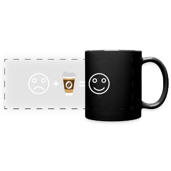 Coffee To Go Kaffee Glücklich Smile - Panorama-Tasse farbig - Schwarz - Vorne