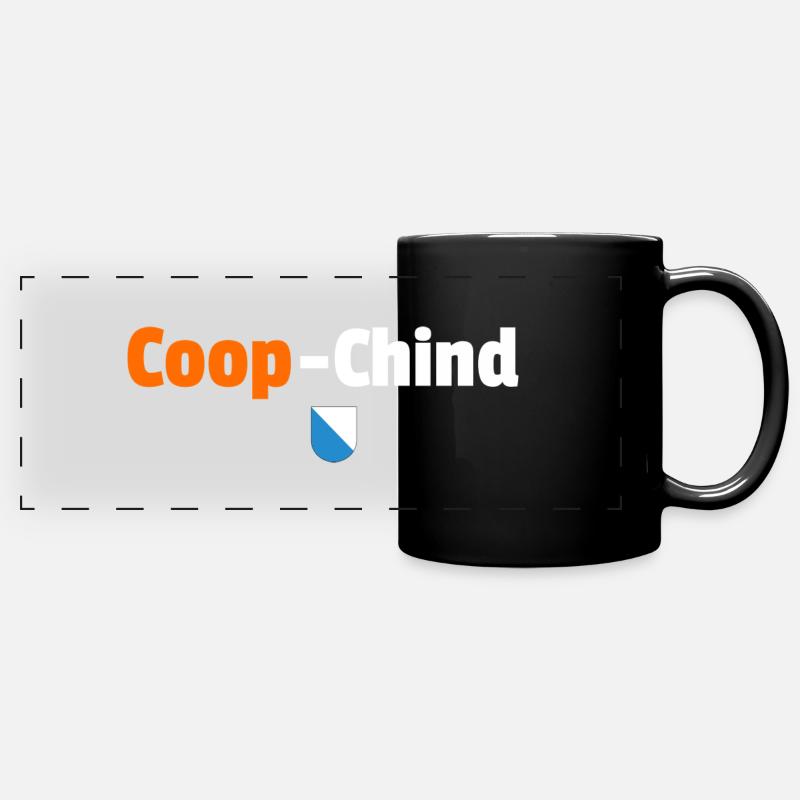 Coop-Chind - bischZüri - Panorama-Tasse farbig - Schwarz