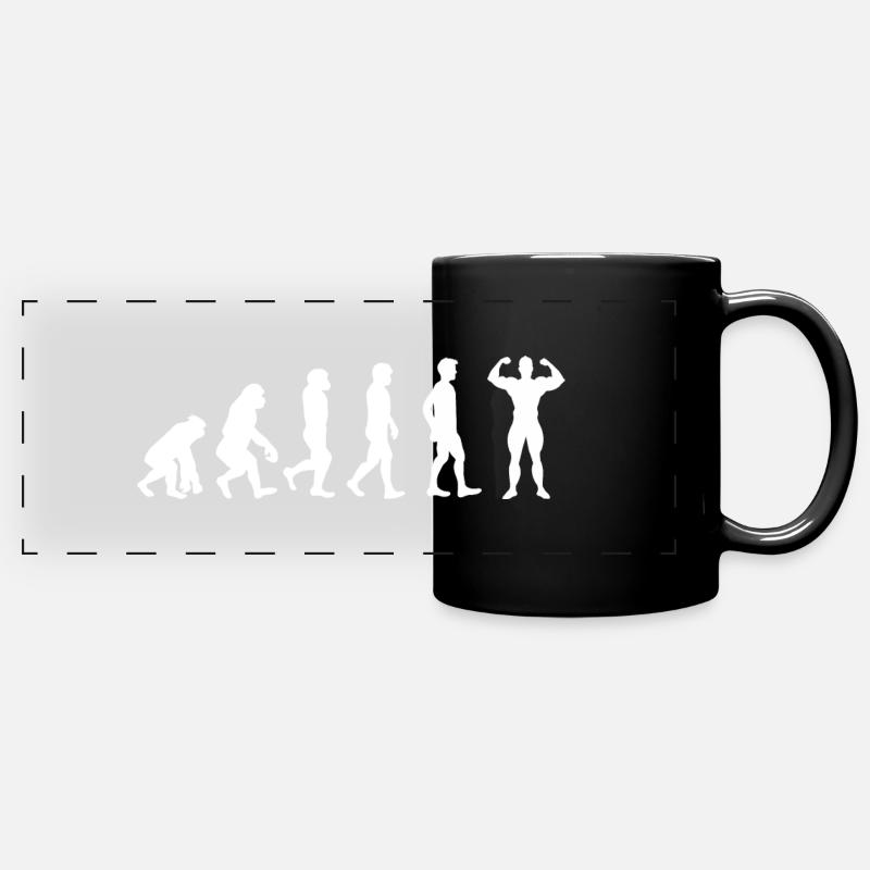 Evolution Bodybuilder weiß - Panorama-Tasse farbig - Schwarz
