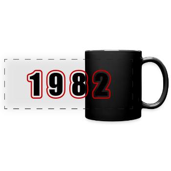 1982 Jahr Geburtstag - Panorama-Tasse farbig - Schwarz - Vorne