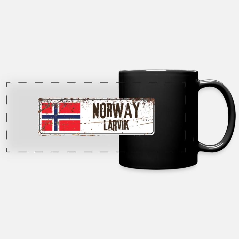 Larvik Norway Flag - Full Colour Panoramic Mug - black