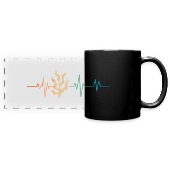 Retro Heartbeat Aquatic Plant - Full Colour Panoramic Mug - black - Front