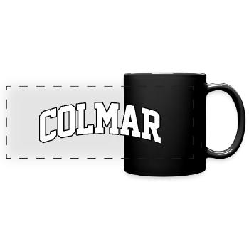 Colmar logo: Collegiate design with Alsatian charm - Full Colour Panoramic Mug - black - Front
