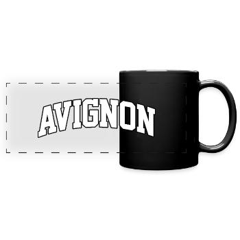Avignon-Logo: Kollegiales Design im provenzalischen Stil - Panorama-Tasse farbig - Schwarz - Vorne