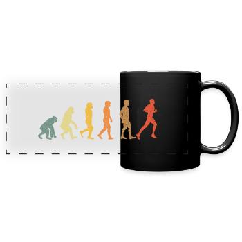 Evolution zum Läufer – Retro Jogging Design - Panorama-Tasse farbig - Schwarz - Vorne