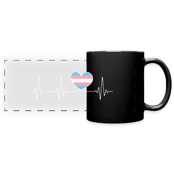 Transgender Herzschlag Pride Month CSD - Panorama-Tasse farbig - Schwarz - Vorne