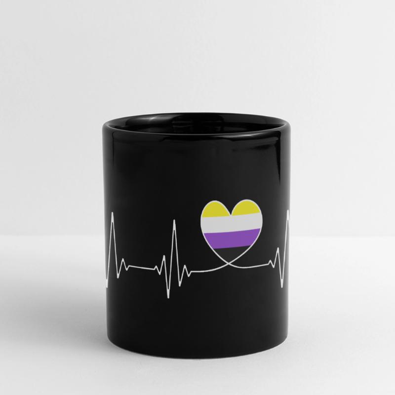 Non Binary Heartbeat Non Binary Pride Month CSD Full Colour Panoramic Mug