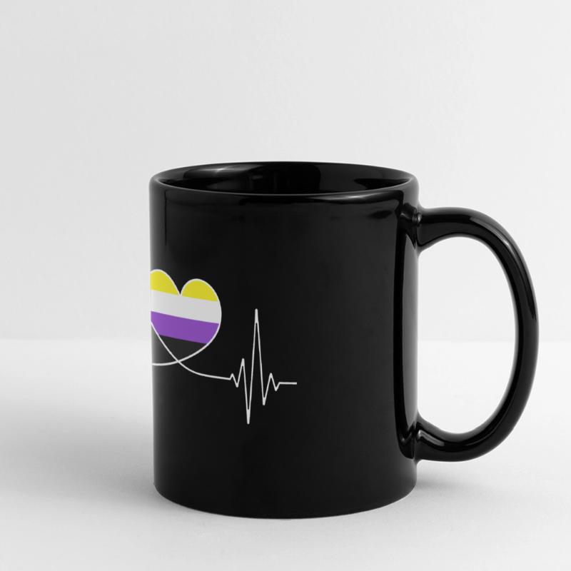 Non Binary Heartbeat Non Binary Pride Month CSD Full Colour Panoramic Mug