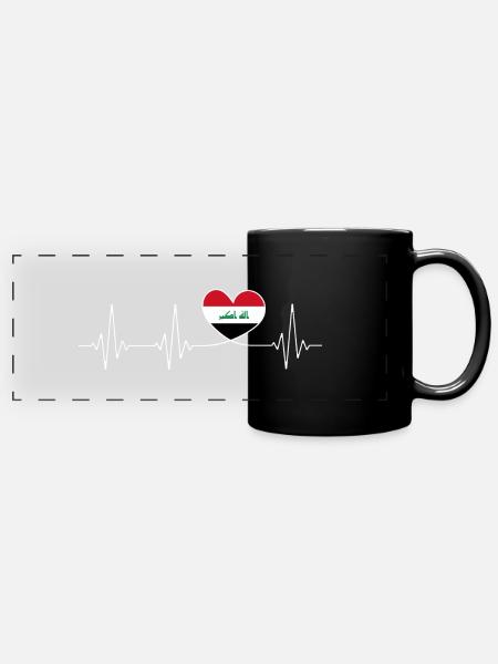 Herzschlag Irak Heimatliebe stolzer Iraker Flagge - Panorama-Tasse farbig - Schwarz