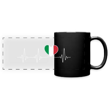 Heart Italy homeland love proud Italian flag - Full Colour Panoramic Mug - black - Front