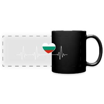 Heartbeat Bulgaria Homeland Love Flag Bulgarians - Full Colour Panoramic Mug - black - Front