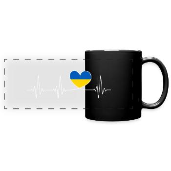 Heart of Ukraine home love of proud Ukrainian flag - Full Colour Panoramic Mug - black - Front