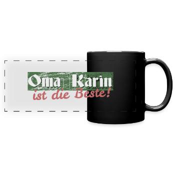 Oma Karin - Panorama-Tasse farbig - Schwarz - Vorne