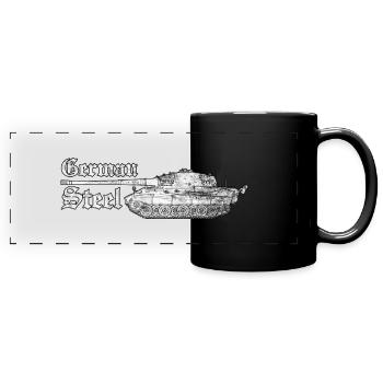 Tiger Panzer 2nd World War 1943 Panzer driver soldier - Full Colour Panoramic Mug - black - Front