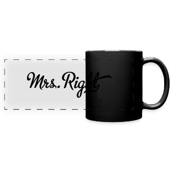 Mrs. Right - Panorama-Tasse farbig - Schwarz - Vorne