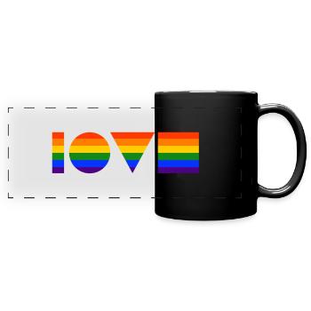 LGBT Love Geometry Gay Pride Rainbow Symbols - Full Colour Panoramic Mug - black - Front