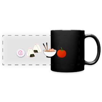 NaruSasu SasuNaru design with ramen, onigiri tomato - Full Colour Panoramic Mug - black - Front