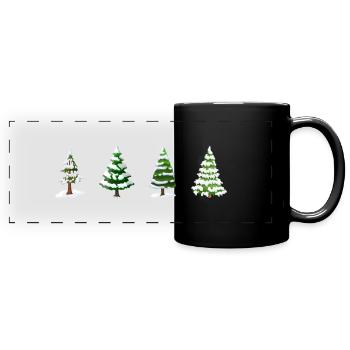 Snowy Christmas Tree - Full Colour Panoramic Mug - black - Front