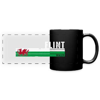 Entdecken Sie das Retro-inspirierte Stadtdesign von Flint Wales - Panorama-Tasse farbig - Schwarz - Vorne