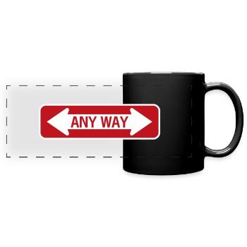 Road sign any way red - Full Colour Panoramic Mug - black - Front