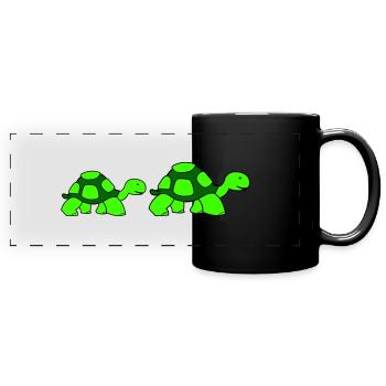 turtle family - Mug panoramique uni - noir - Devant