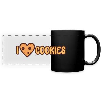 I love Cookies - Christmas Chocolate Cookie - Full Colour Panoramic Mug - black - Front