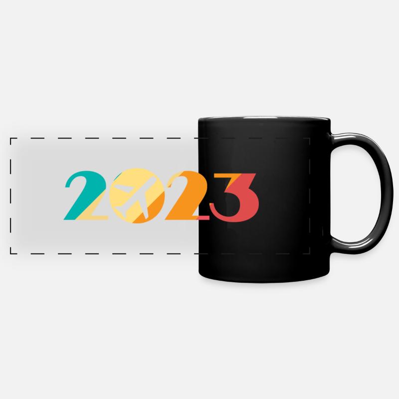 flight, travel, holiday, 2023 - Full Colour Panoramic Mug - black
