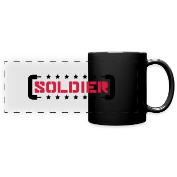 Étoiles, Soldat, Logo, Guerre, Général, Combattant de la liberté - Mug panoramique uni - noir - Devant