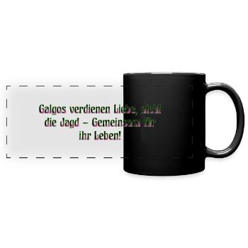 Hilfe für Galgos - Panorama-Tasse farbig - Schwarz - Vorne